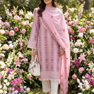 Blush Pink Chikankari Pure Lawn Shirt & Dupatta