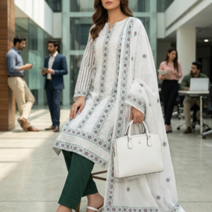 Off White Chikankari Pure Lawn Shirt & Dupatta