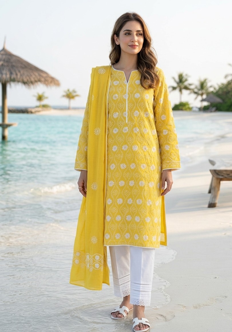 sunflower-yellow-handmade-chikankari-shirt-unstitched-pure-lawn-fabric