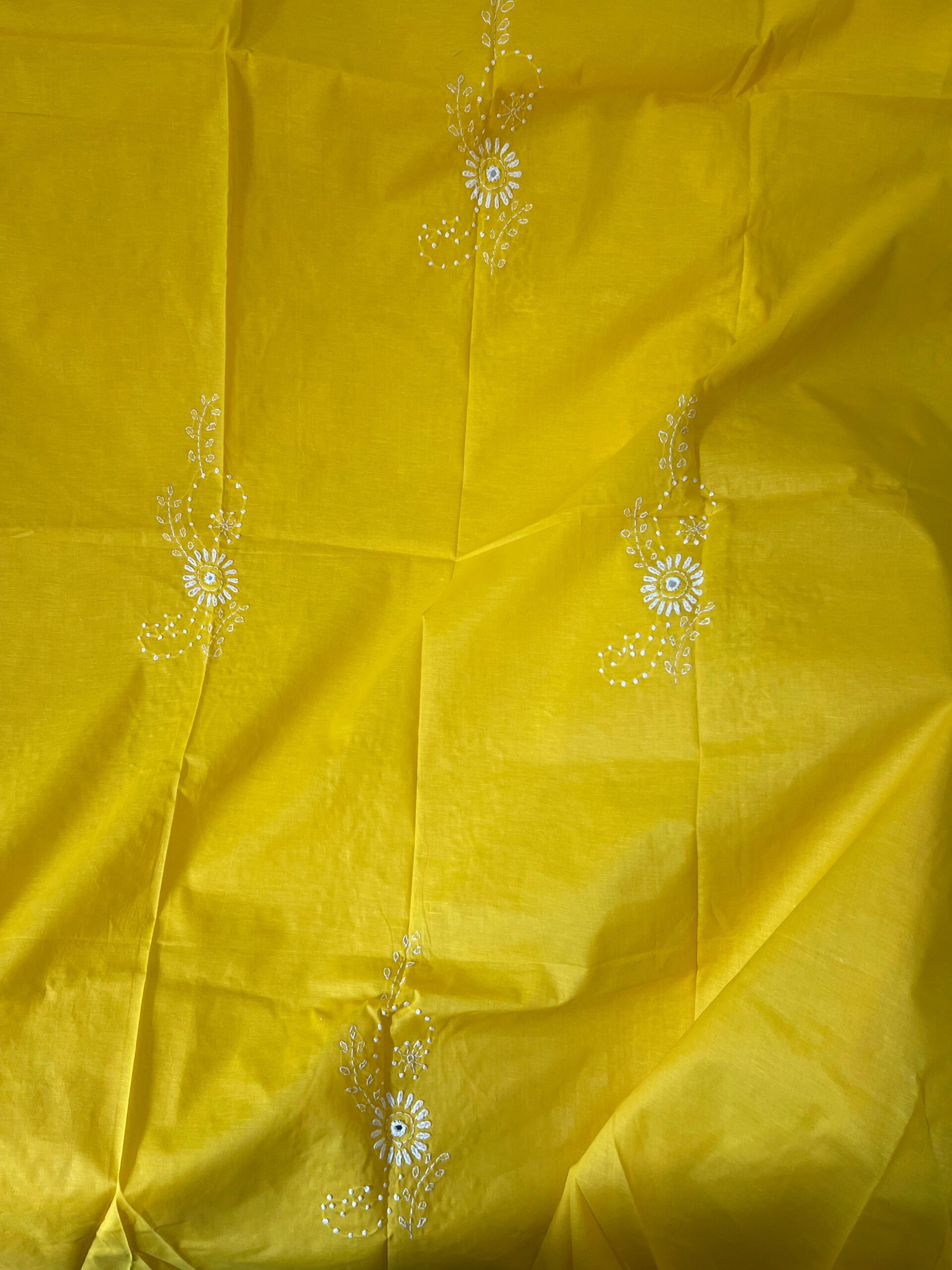 Sunflower Yellow 2-Piece Handmade Embroidered Lawn Suit with Dupatta | Mini Shisha & French Knot Chikankari | Premium Pure Lawn - Image 4
