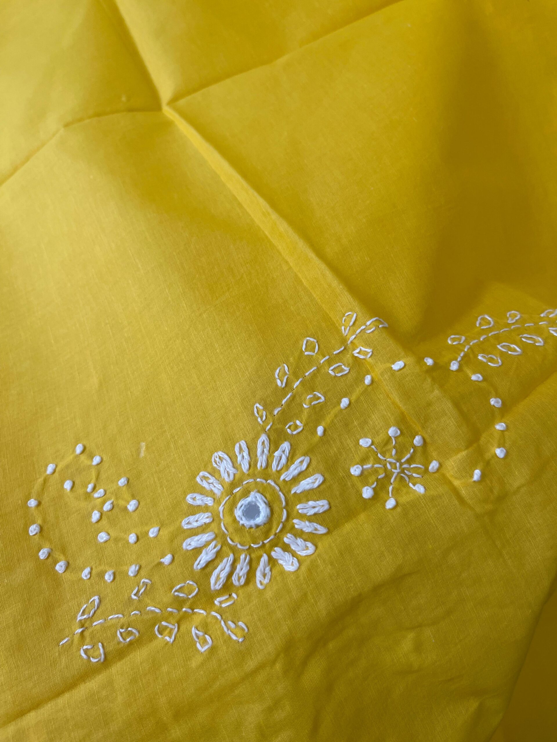 Sunflower Yellow 2-Piece Handmade Embroidered Lawn Suit with Dupatta | Mini Shisha & French Knot Chikankari | Premium Pure Lawn - Image 5