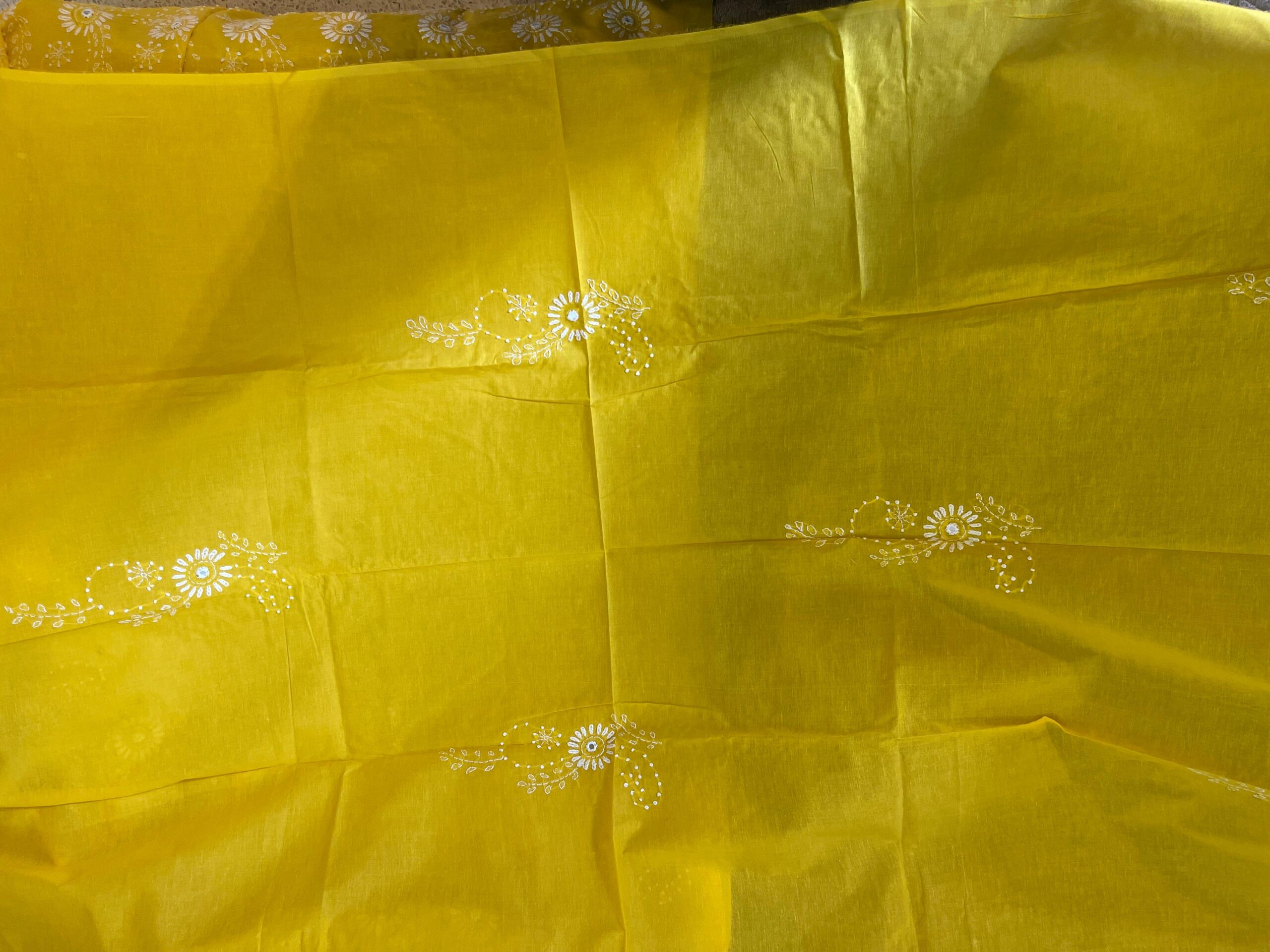 Sunflower Yellow 2-Piece Handmade Embroidered Lawn Suit with Dupatta | Mini Shisha & French Knot Chikankari | Premium Pure Lawn - Image 6