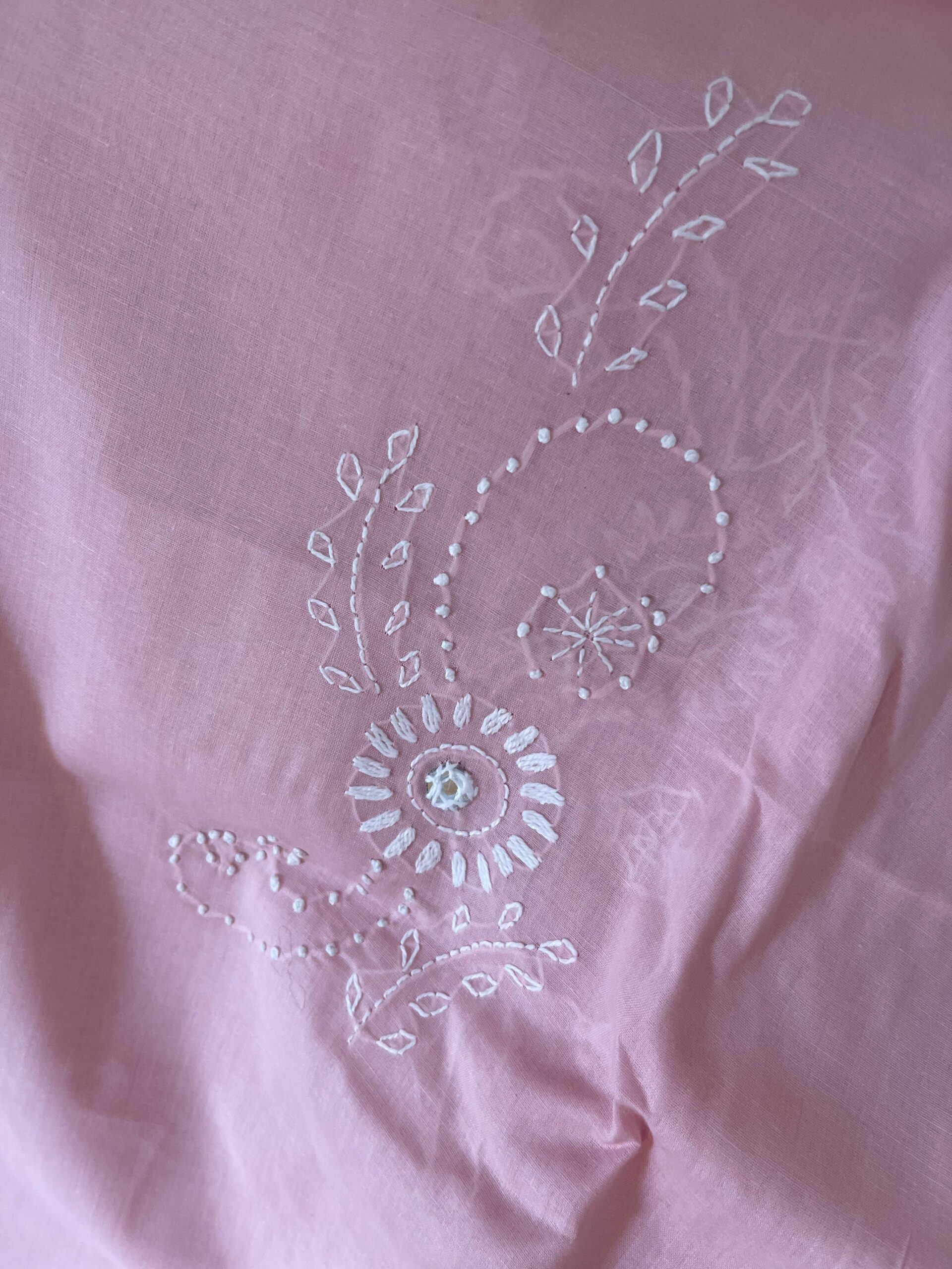 Powder Pink Handmade Embroidered Lawn Suit with Dupatta | 2 Piece Unstitched Lawn Dress for Women - Image 5