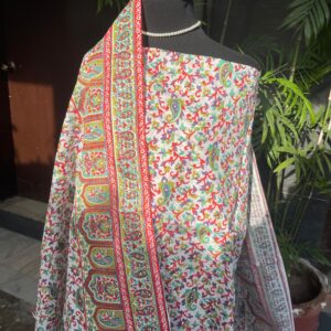 Handmade Crimson Paisley Garden Block Printed Pure Lawn 2 Piece Unstitched Suit with Brochia Dupatta