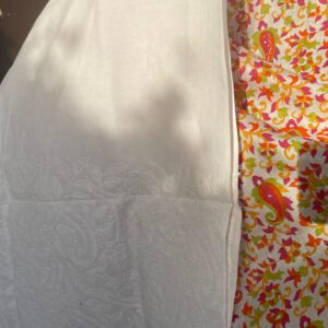 White Floral Chikankari Lawn Trouser with Handmade Embroidered Hem | Kaar-e-Nakh