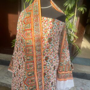 Handmade Multi Block Printed Pure Lawn 2 Piece Unstitched Suit with Brochia Dupatta | Organic Hand Block Print | Summer Collection