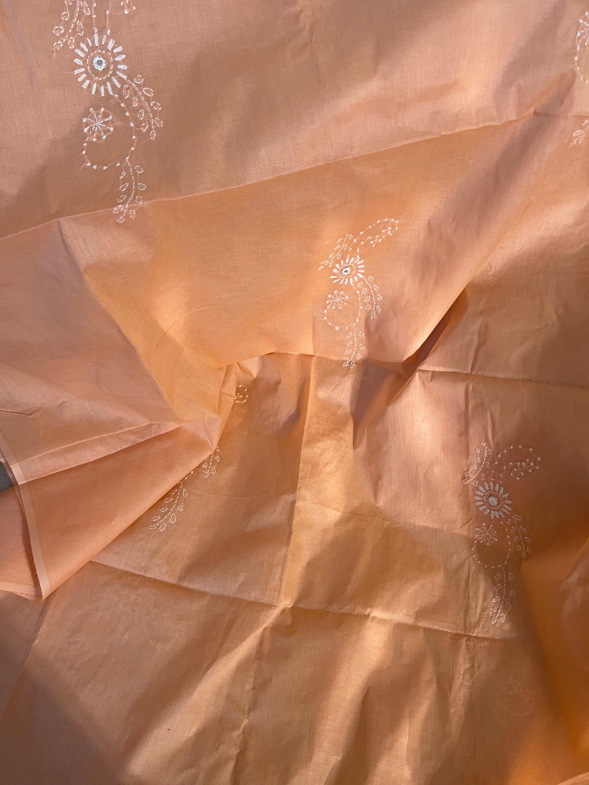Peach Handmade Chikankari Lawn Suit with Dupatta | 2 Piece Embroidered Pure Lawn Dress for Women - Image 4