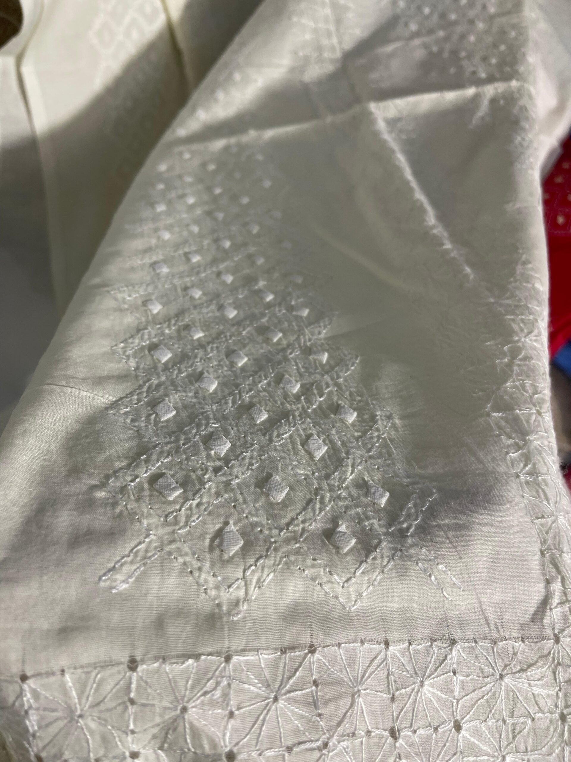 Pure White Handmade Chikankari & Appliqué 2 Piece Unstitched Lawn Suit (Shirt & Dupatta) - Image 5