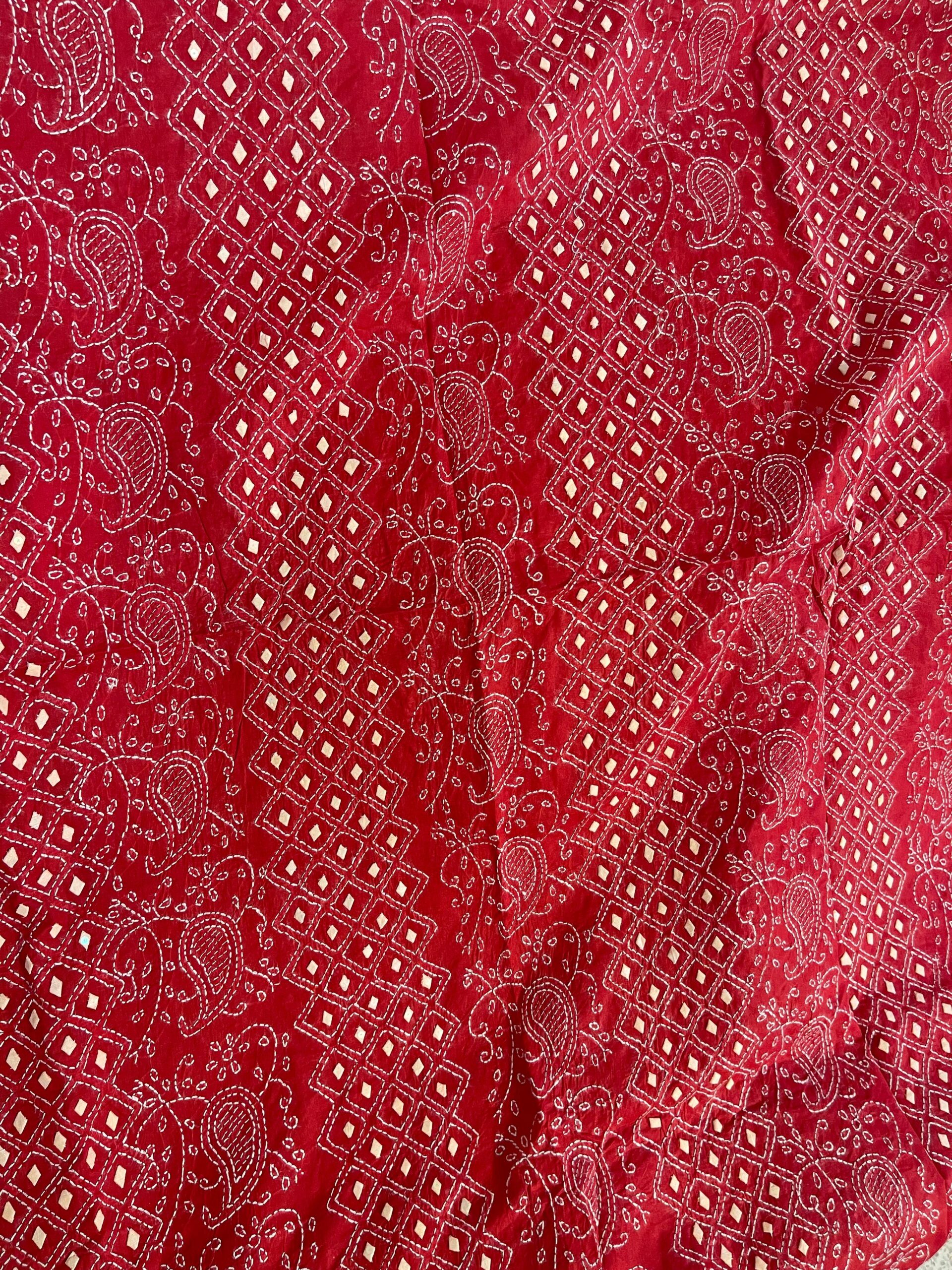Crimson Red Handmade Appliqué Unstitched Lawn Suit for Women | Premium Pure Lawn Shirt with Embroidered Dupatta - Image 2