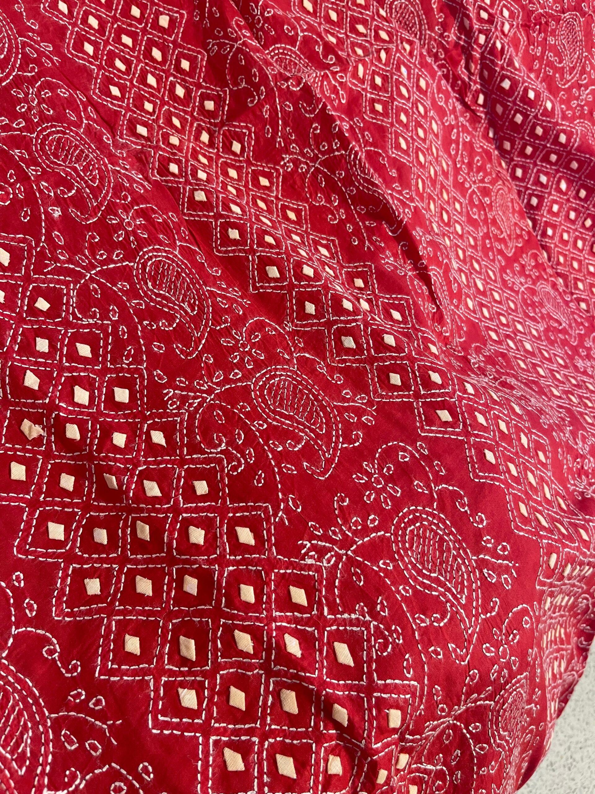 Crimson Red Handmade Appliqué Unstitched Lawn Suit for Women | Premium Pure Lawn Shirt with Embroidered Dupatta - Image 3