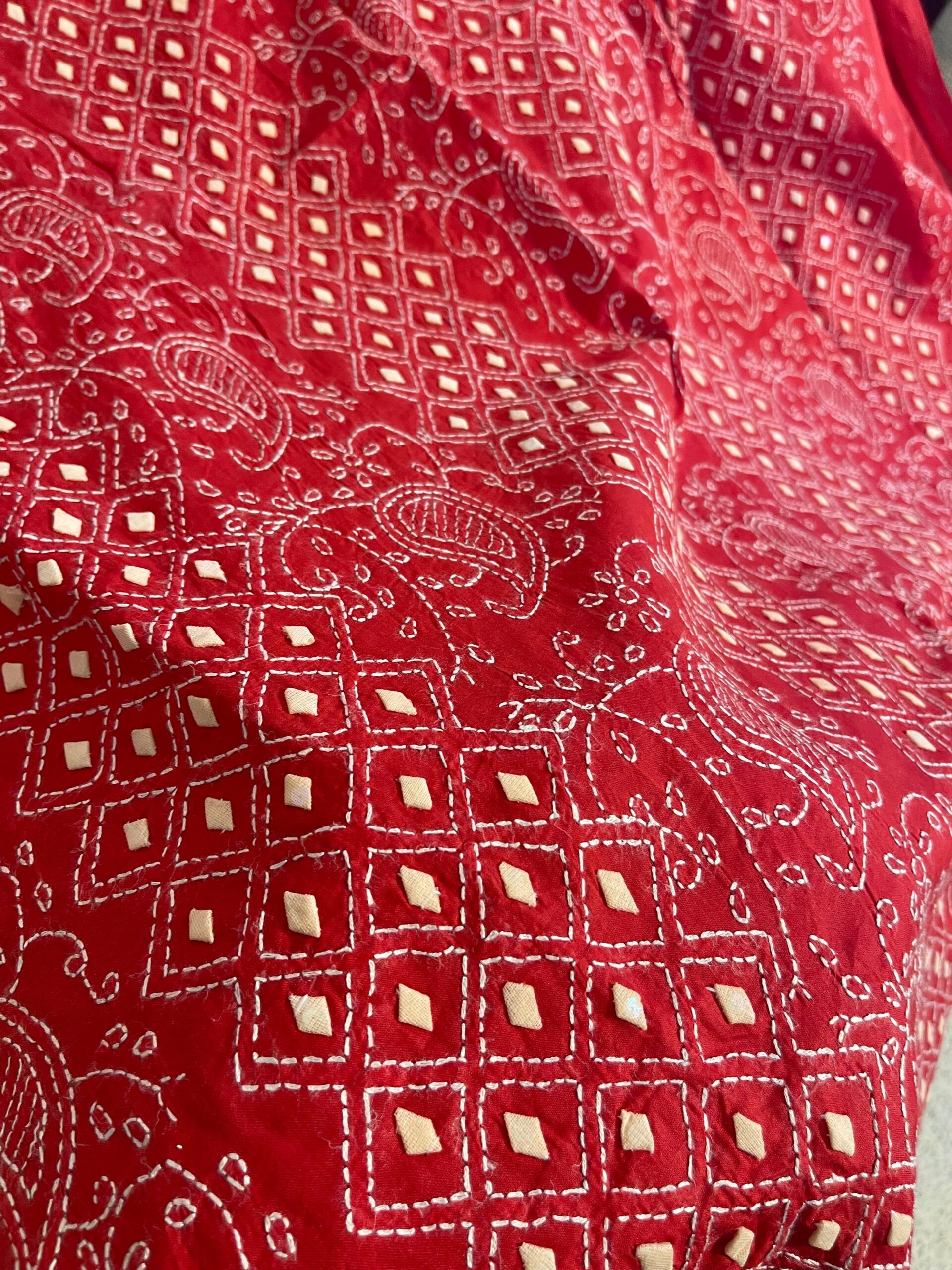 Crimson Red Handmade Appliqué Unstitched Lawn Suit for Women | Premium Pure Lawn Shirt with Embroidered Dupatta - Image 5