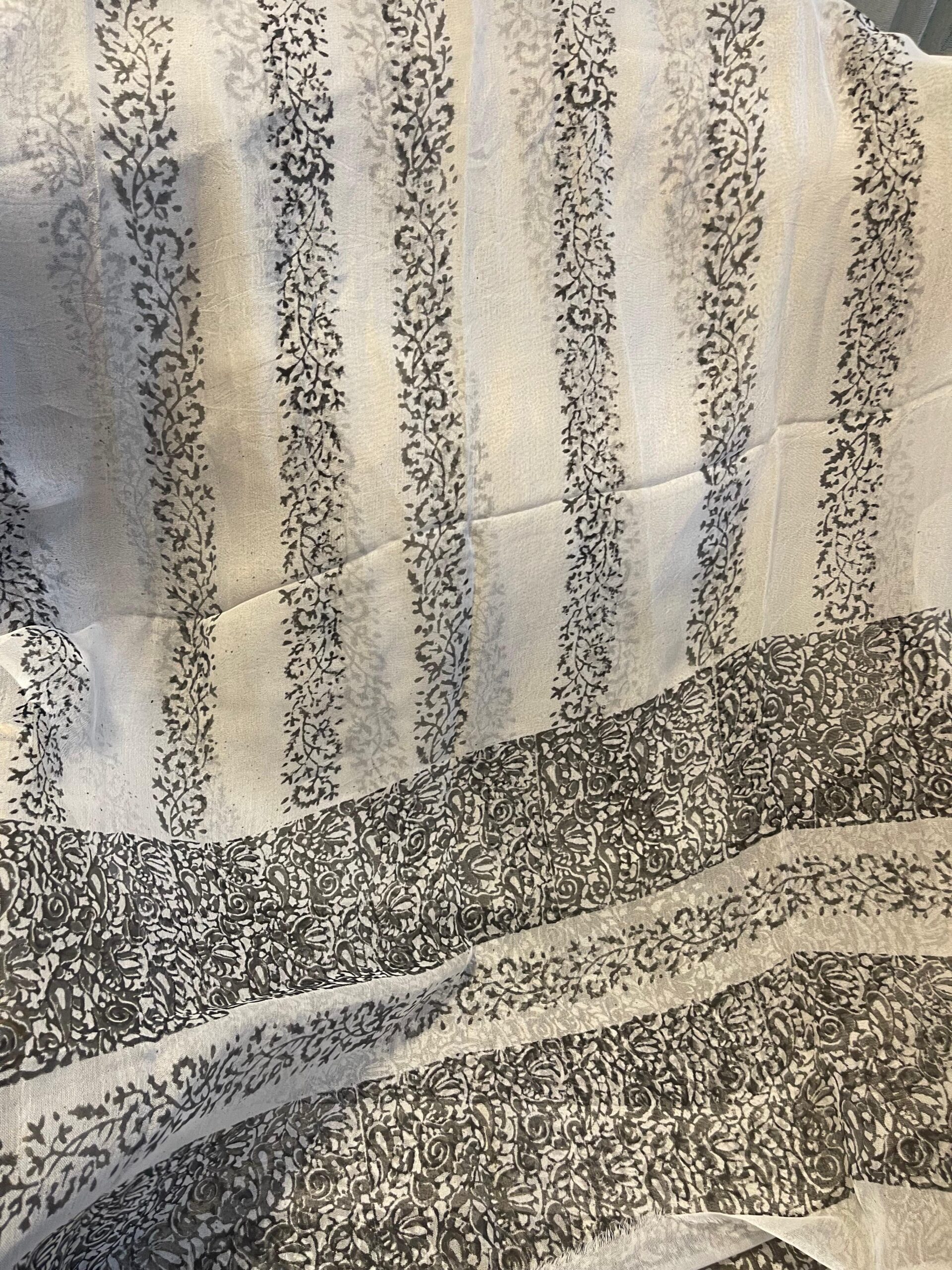 Black & White Block Printed Lawn Suit with Soft Chiffon Dupatta | Premium Unstitched 2 Piece - Image 2