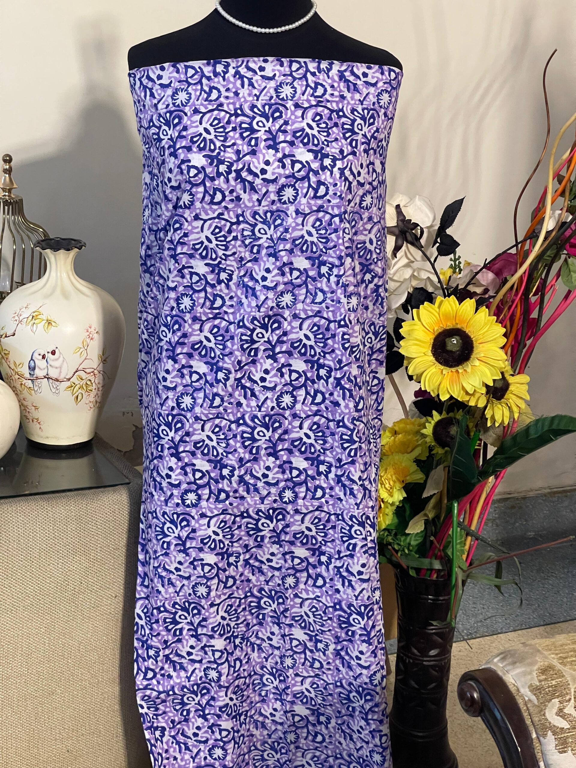 Lavender Purple Pure Lawn Shirt & Dupatta | Premium Unstitched 2 Piece Block Print Suit - Image 5
