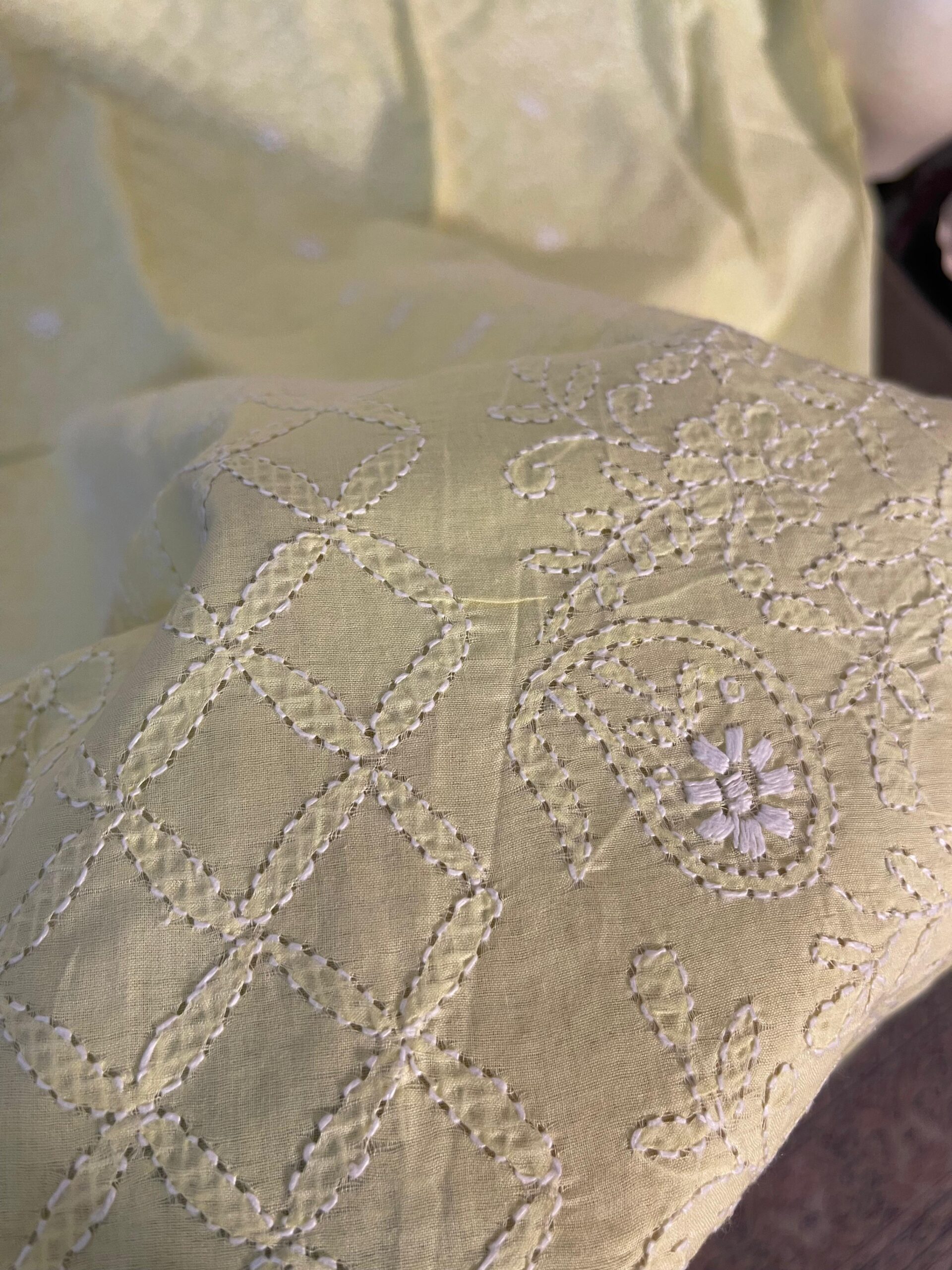 Sunshine Yellow Handmade Chikankari Lawn Kurta for Women | Premium Embroidered Summer Lawn Shirt - Image 3