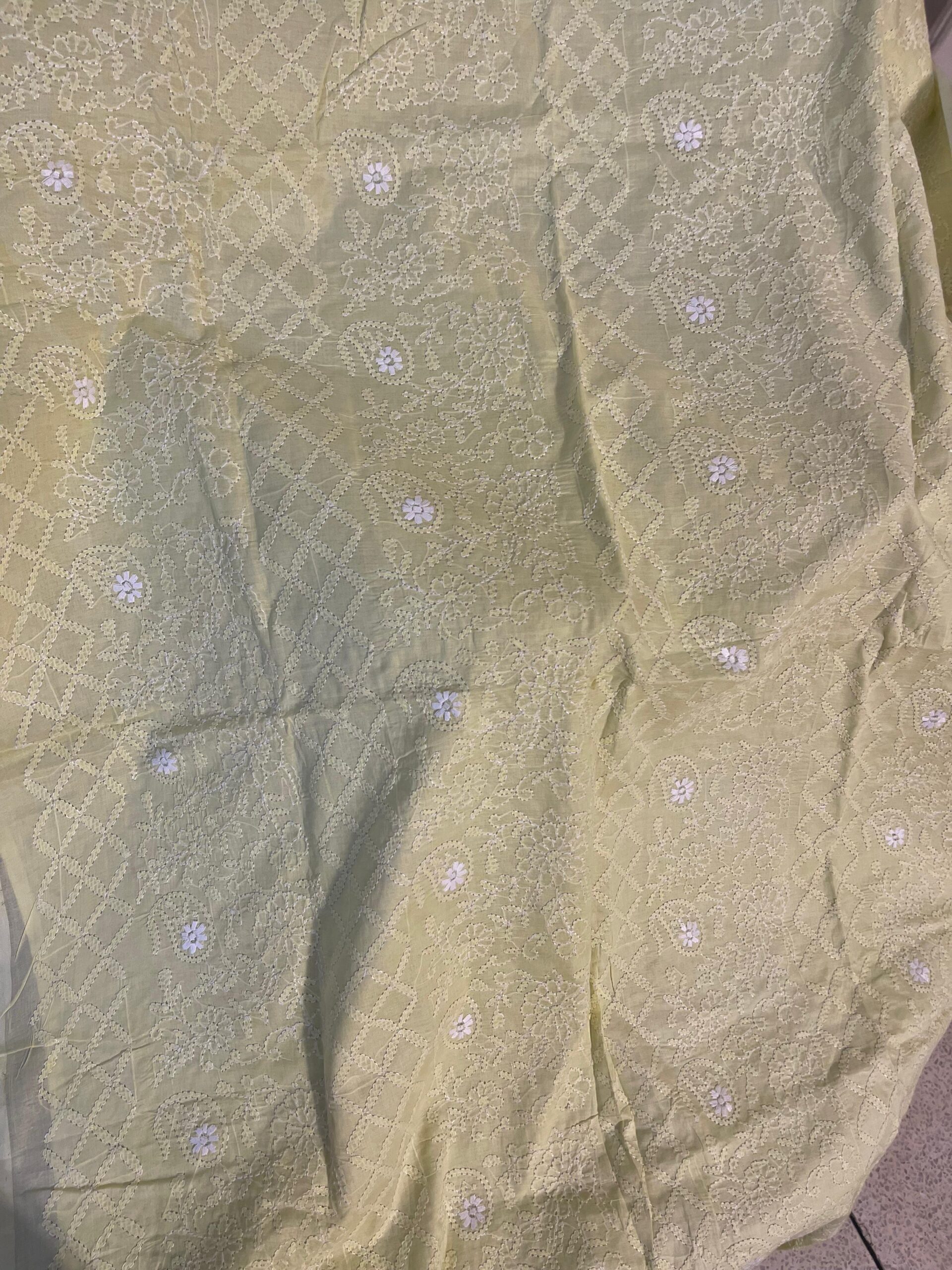 Sunshine Yellow Handmade Chikankari Lawn Kurta for Women | Premium Embroidered Summer Lawn Shirt - Image 4