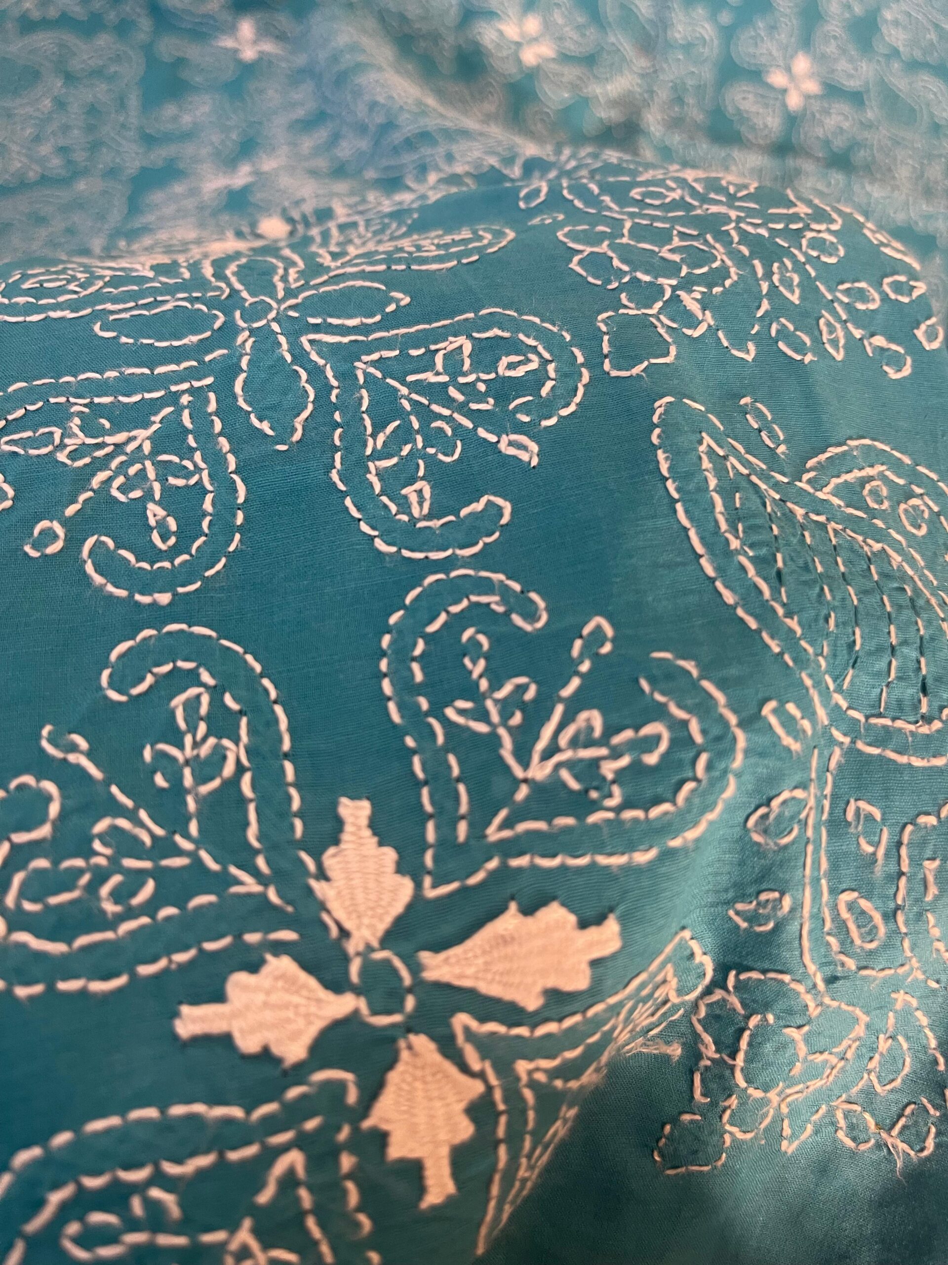Peacock Blue Embroidered Lawn 2-Piece Unstitched Suit - Image 4