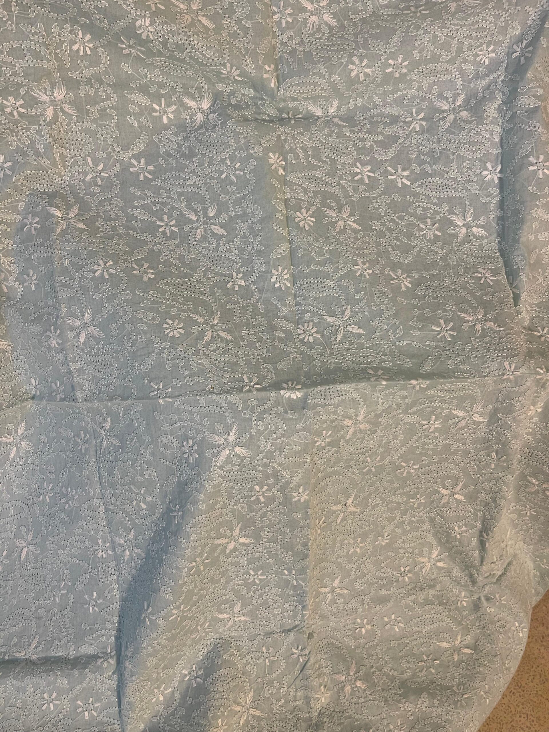 Ice Blue Embroidered Lawn 2-Piece Unstitched Suit with Embroidered Dupatta | Premium Summer Collection - Image 4