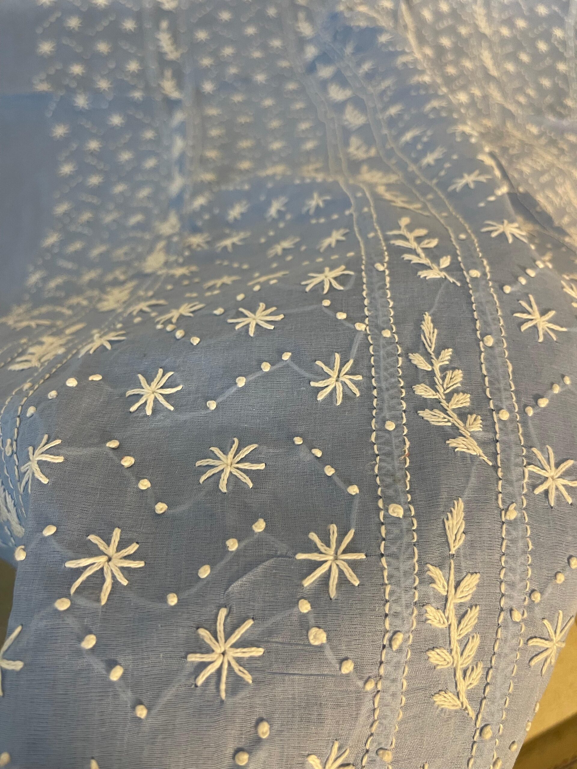 Handmade Lavender Blue Chikankari Lawn Kurta for Women | Premium Embroidered Summer Lawn Shirt - Image 3