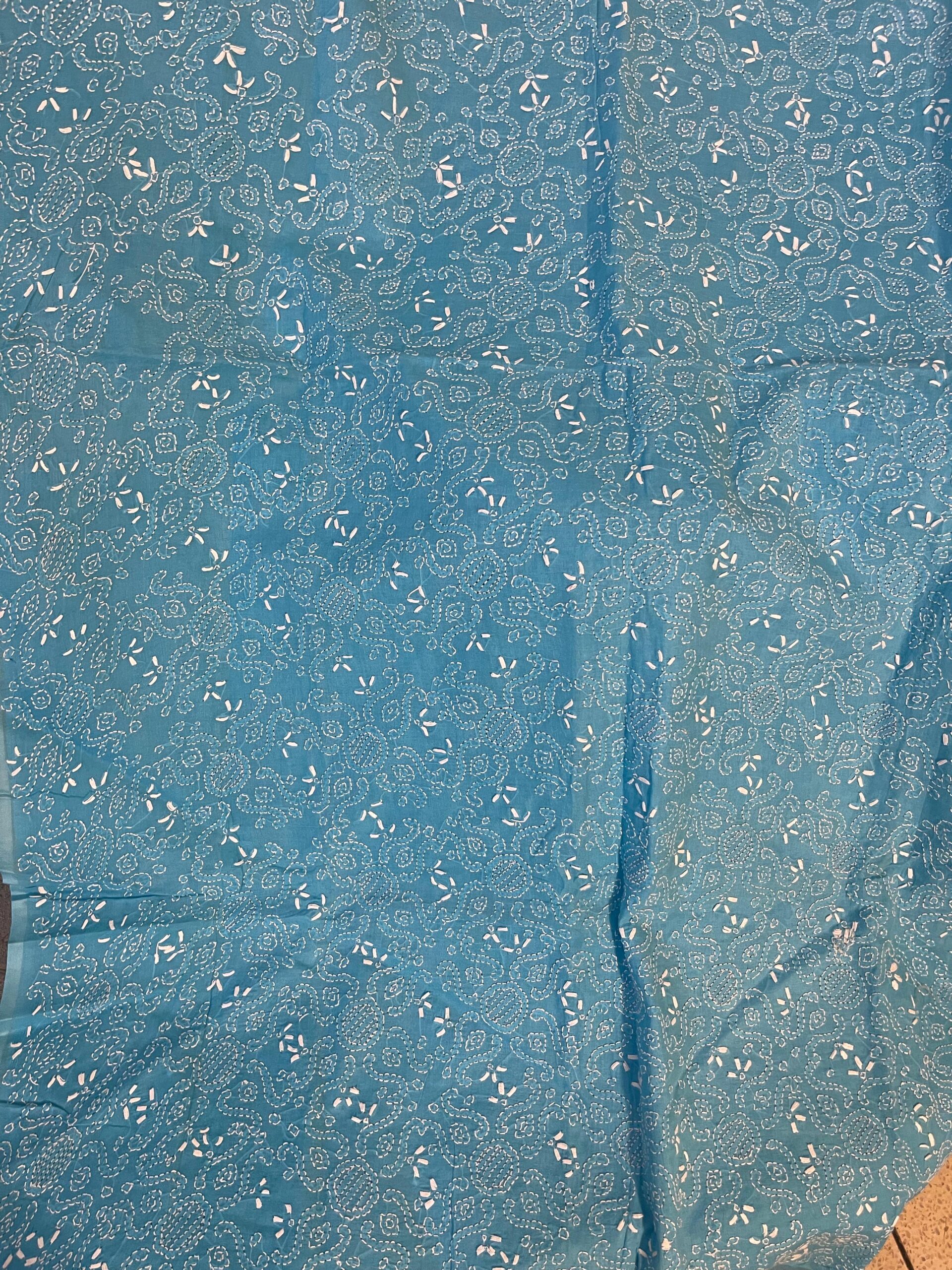 Light Blue Handmade Embroidered Lawn Kurta for Women | Premium Handcrafted Summer Lawn Shirt - Image 3