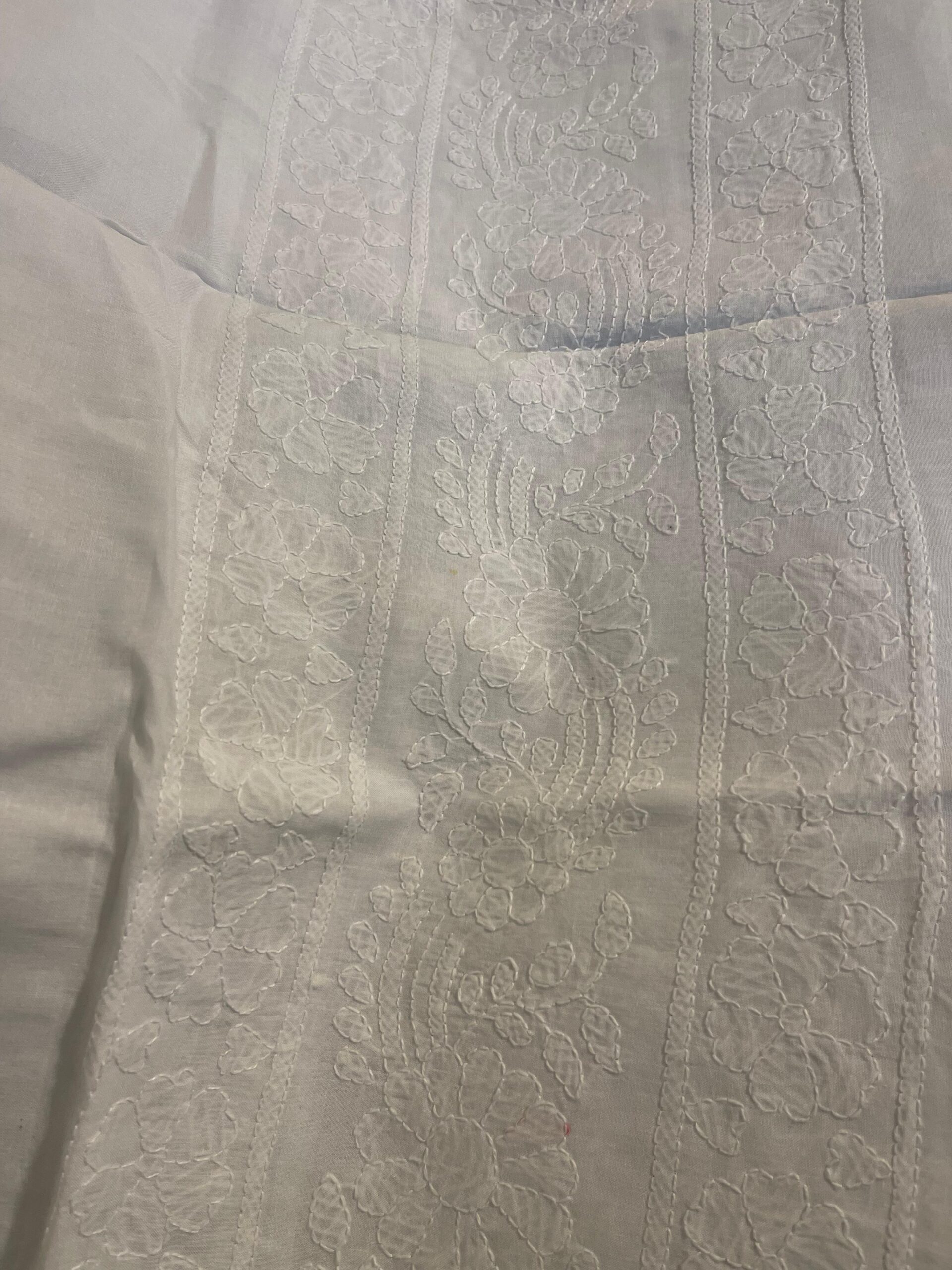 White Handmade Chikankari Lawn Trouser for Women | Premium Embroidered Lawn Trouser with Floral Hem - Image 2