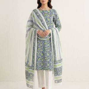 Meadow Bloom Premium Pure Lawn Shirt & Soft Chiffon Dupatta | Unstitched 2 Piece Block Printed Lawn Suit