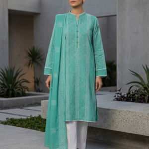 Sea Green Embroidered Lawn 2-Piece Unstitched Suit with Embroidered Dupatta | Premium Summer Collection
