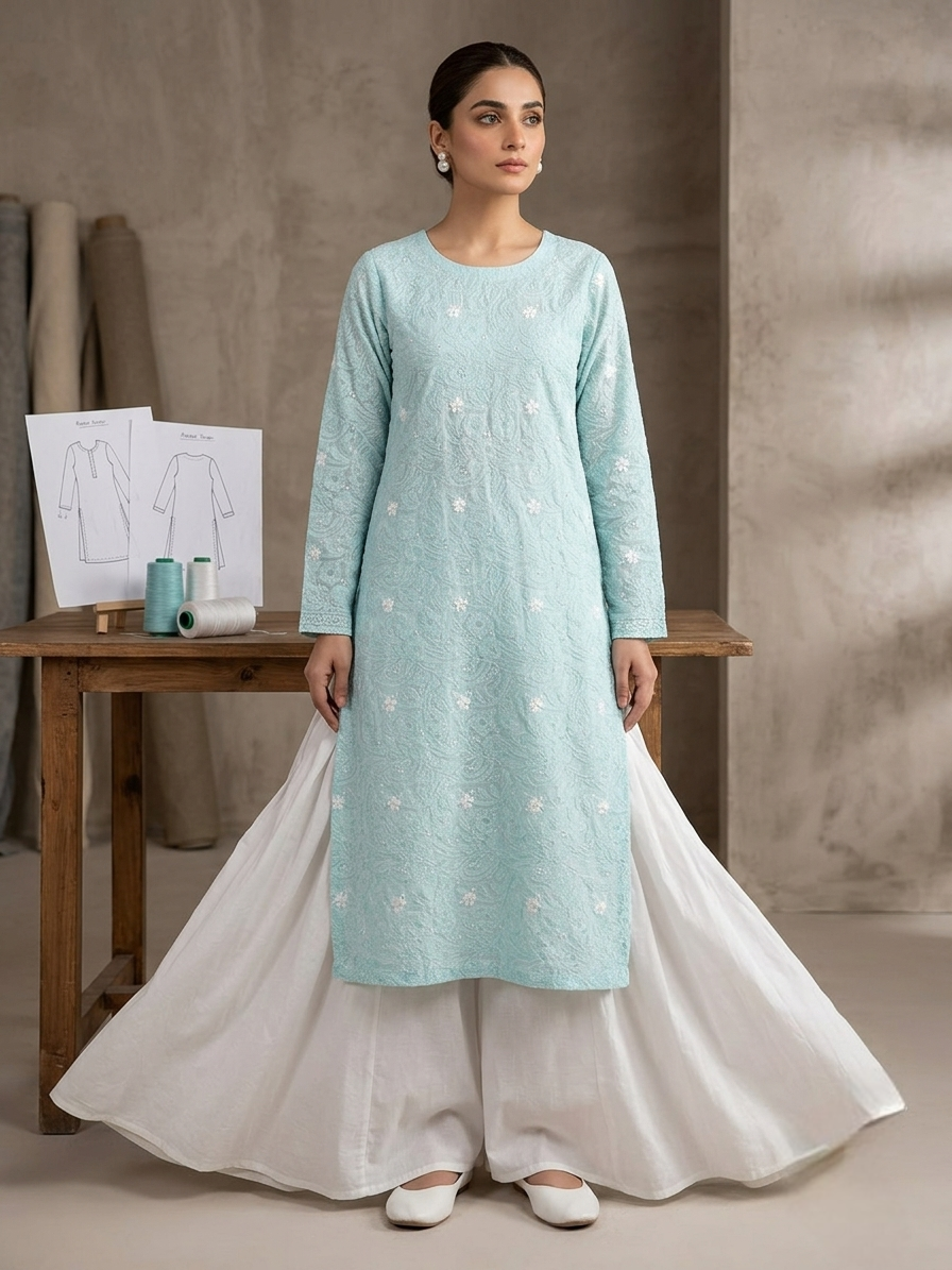 handmade-embroidered-ice-blue-lawn-kurta-for-women-premium-chikankari-style-summer-unstitched-shirt