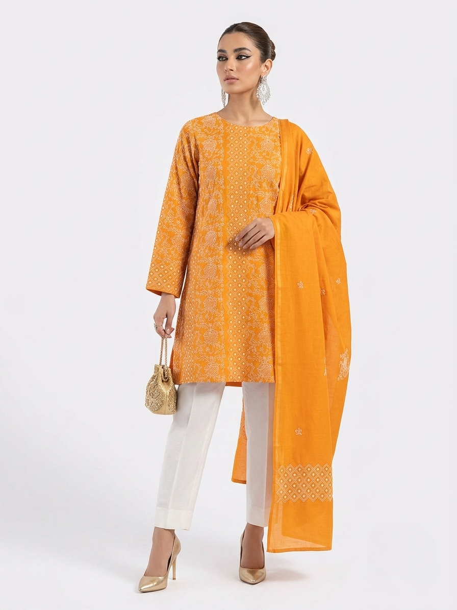 vibrant-ochre-handmade-chikankari-applique-work-2-piece-unstitched-lawn-suit-shirt-dupatta