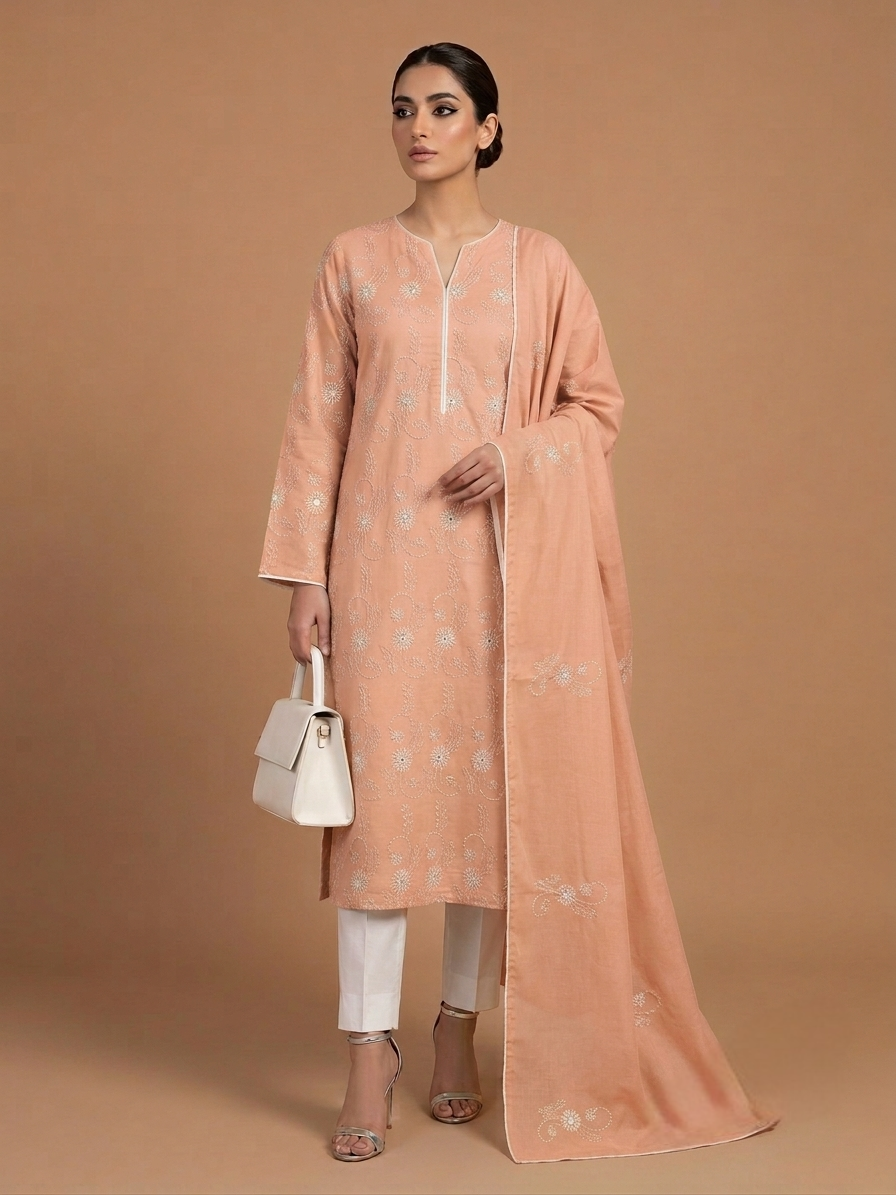 powder-peach-handmade-chikankari-lawn-suit-with-dupatta-2-piece-unstitched-embroidered-lawn-dress-for-women