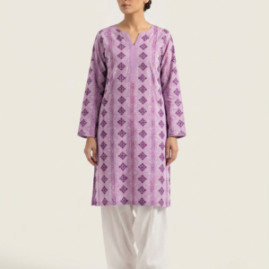 Lavender Purple Handmade Block Printed Chikankari Kurta | Premium Pure Lawn Unstitched Shirt | Summer Collection