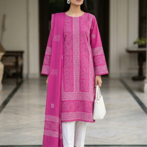 Shocking Pink Taarkashi & Handmade Chikankari Premium Pure Lawn Unstitched 3 Piece Suit with Embroidered Dupatta
