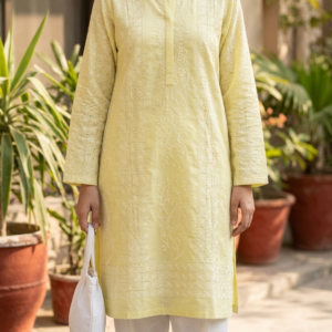 Refreshing Lemon Yellow Pure Lawn Handmade Chikankari Tarkashi Kurta | 3 Meter Unstitched Premium Summer Lawn