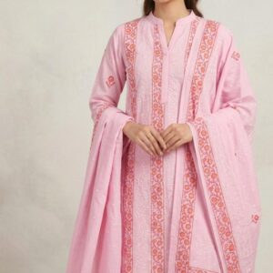 Lilac Pink Chikankari Embroidered Pure Lawn Shirt & Dupatta