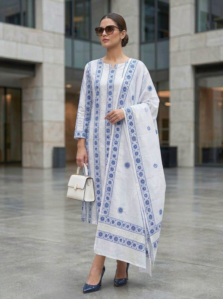 ivory-white-royal-blue-shirt-and-dupatta