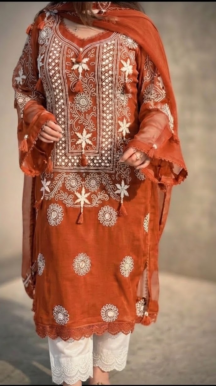 burnt-orange-with-white-floral-embroidery-premium-chiffon-unstitched-suit-burnt-orange-chiffon-dupatta