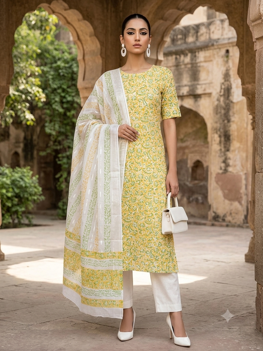 mustard-yellow-with-green-floral-paisley-print-pure-lawn-unstitched-suit-white-broshia-dupatta