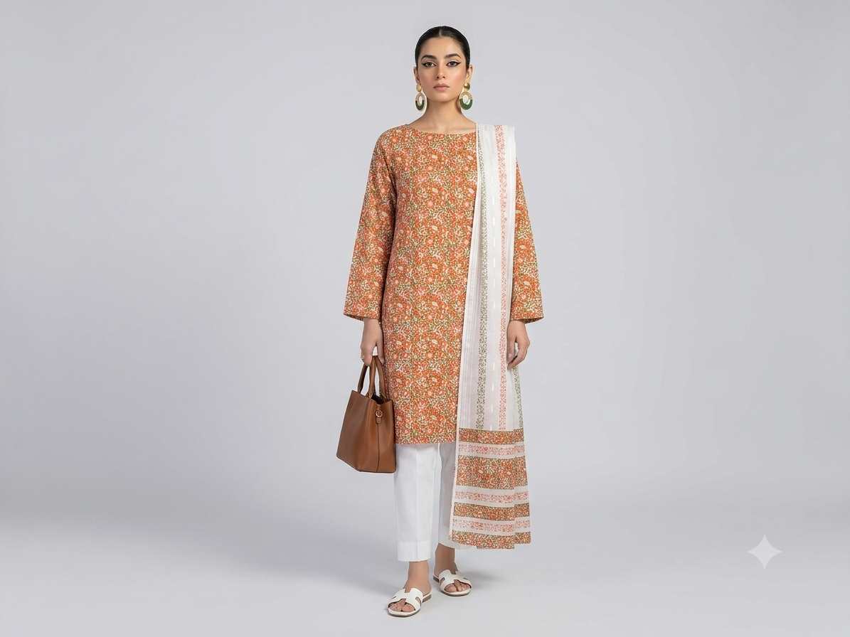 off-white-with-rust-orange-sage-green-block-print-pure-lawn-unstitched-suit-white-broshia-dupatta-with-rust-orange-olive-green-block-print