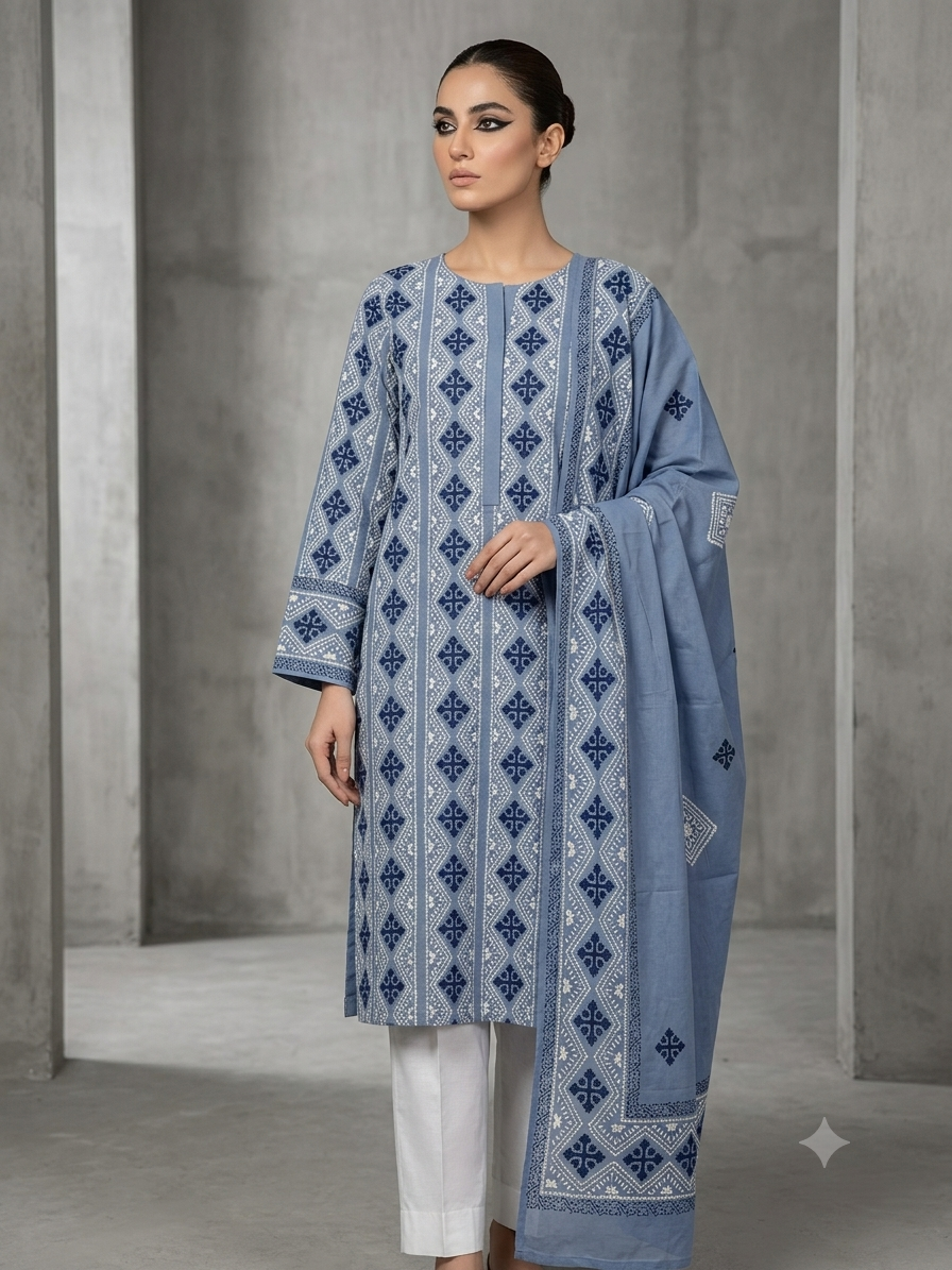 dusty-blue-with-navy-blue-white-floral-block-print-chikankari-pure-lawn-unstitched-suit-dusty-blue-pure-lawn-dupatta