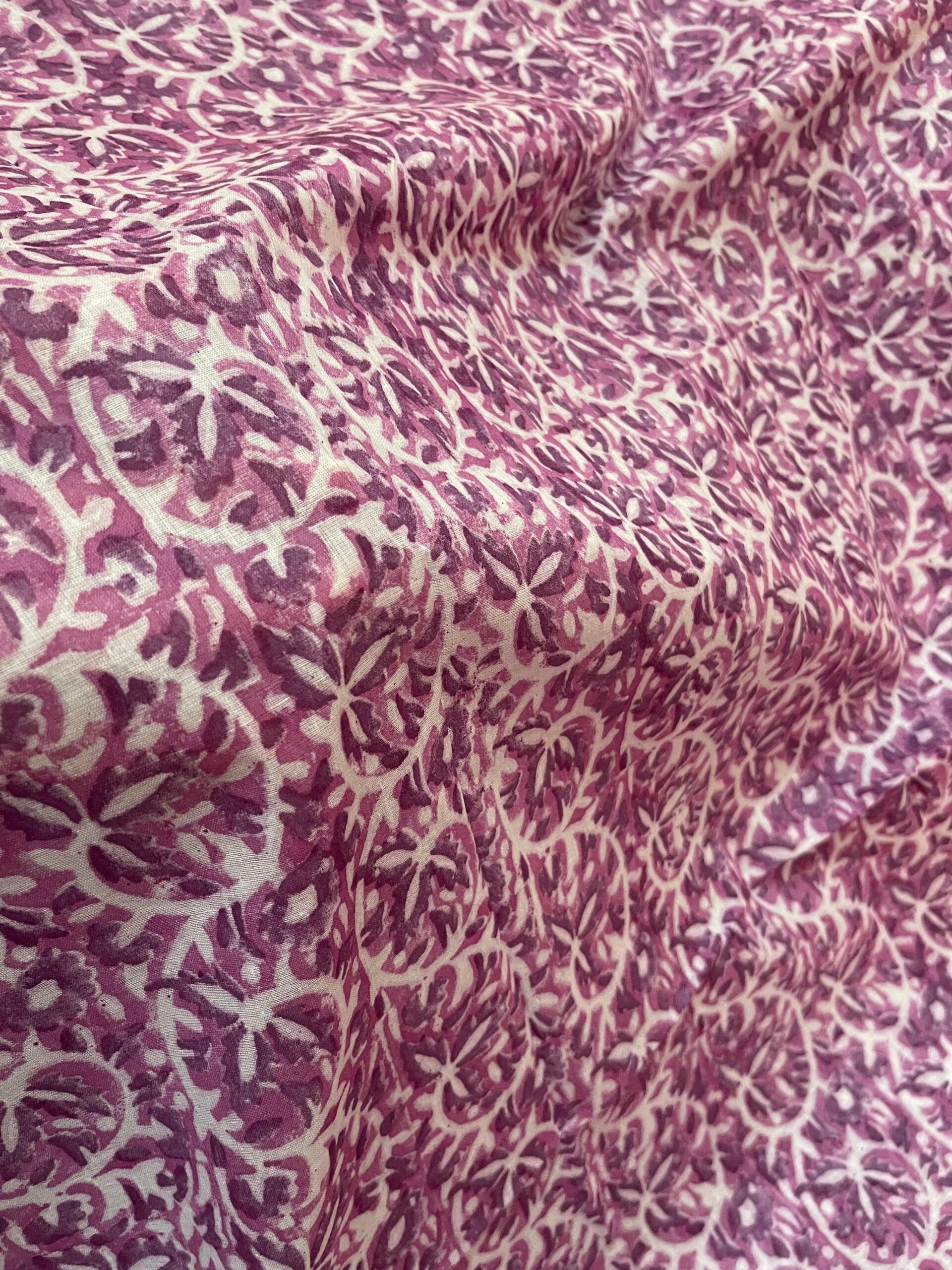 Light Lavender with Mauve & Plum Purple Block Print Pure Lawn Unstitched Suit | White Broshia Dupatta with Mauve & Plum Purple Block Print - Image 2