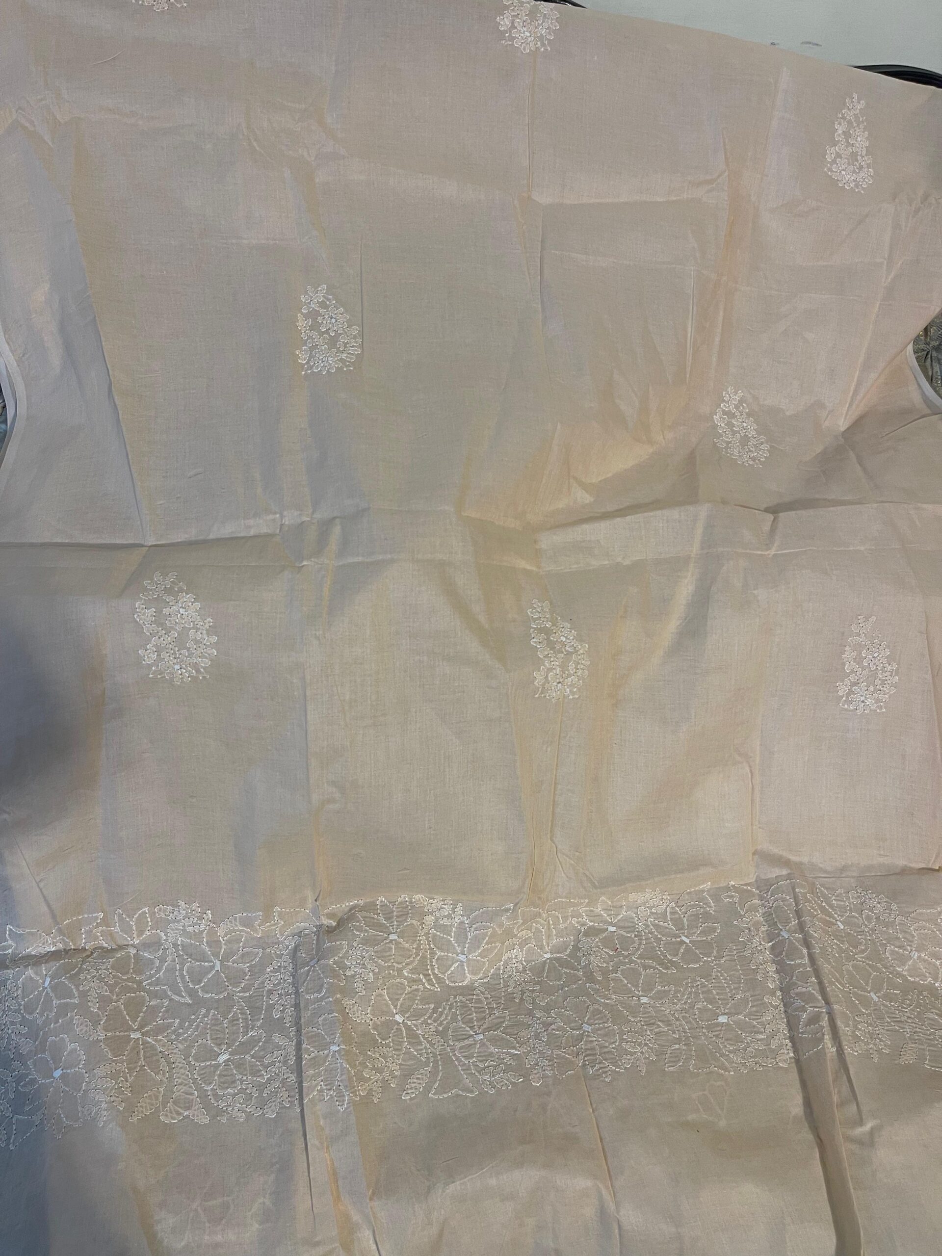 Light Peach Chikankari Embroidered Lawn 2 Piece Unstitched Suit with Embroidered Dupatta - Image 4