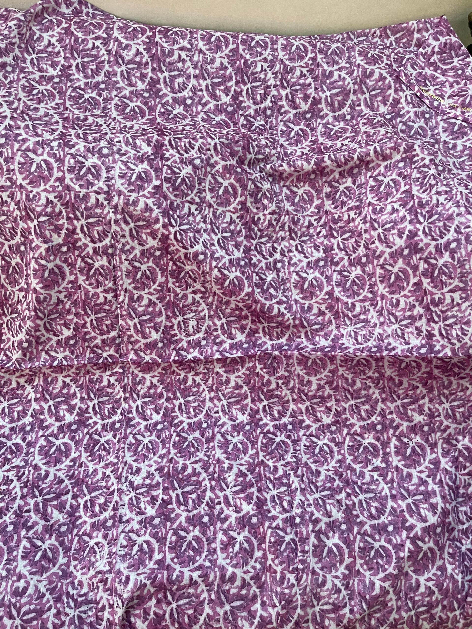 Light Lavender with Mauve & Plum Purple Block Print Pure Lawn Unstitched Suit | White Broshia Dupatta with Mauve & Plum Purple Block Print - Image 5