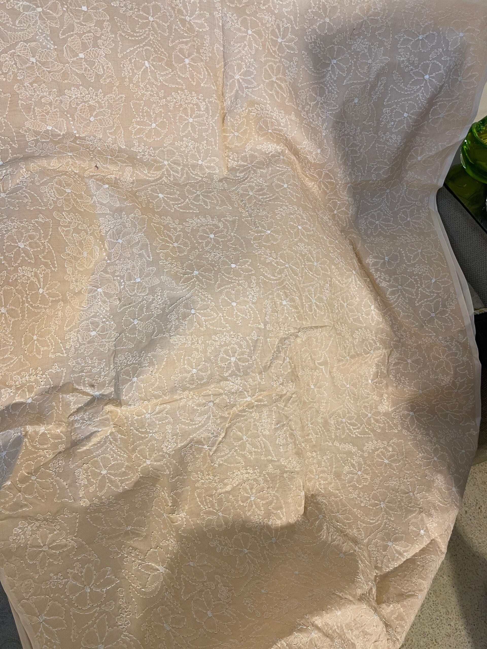 Light Peach Chikankari Embroidered Lawn 2 Piece Unstitched Suit with Embroidered Dupatta - Image 5
