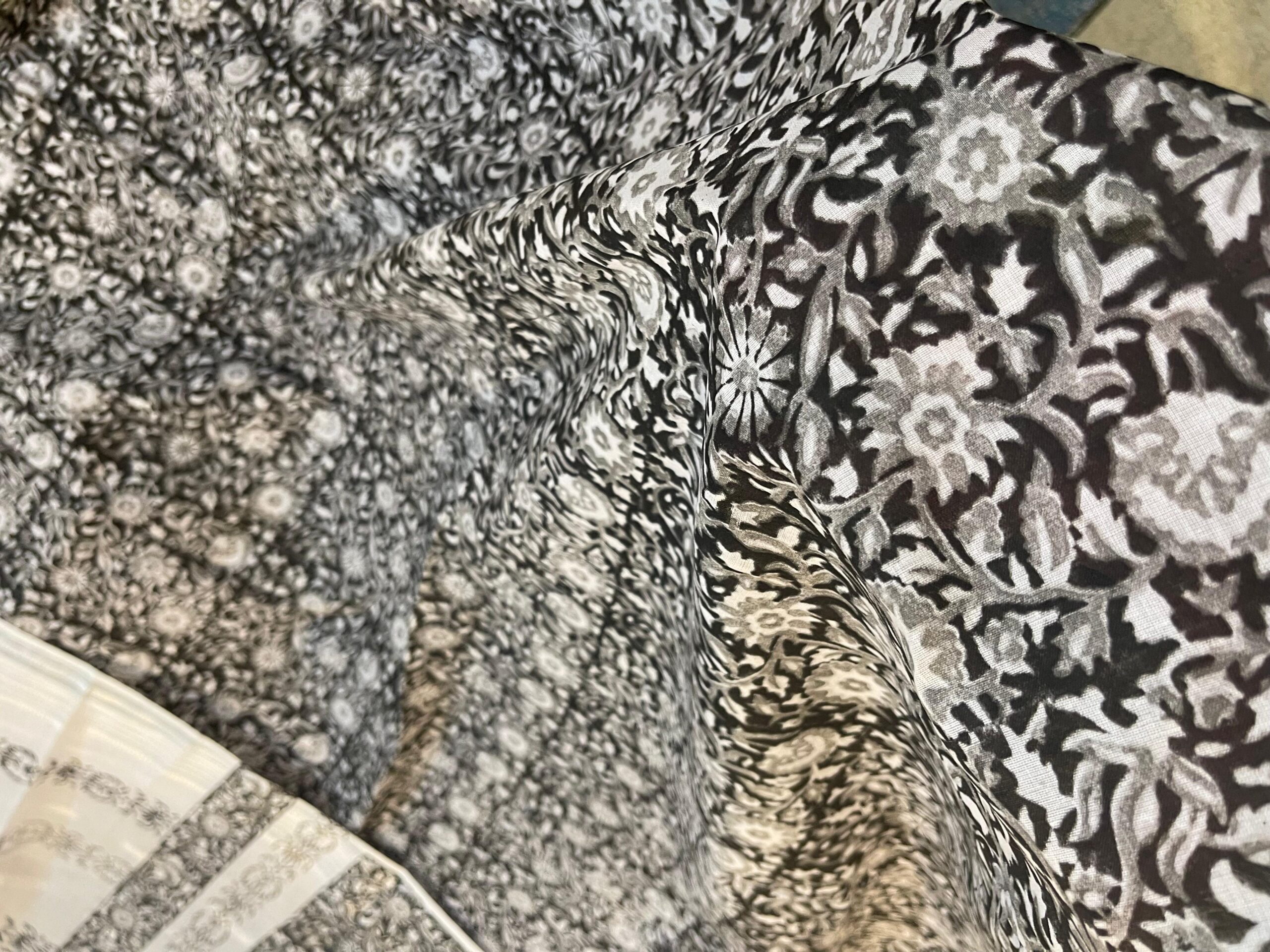 Dark Grey Pure Lawn Unstitched Suit with White & Grey Block Print and White Broshia Dupatta - Image 2