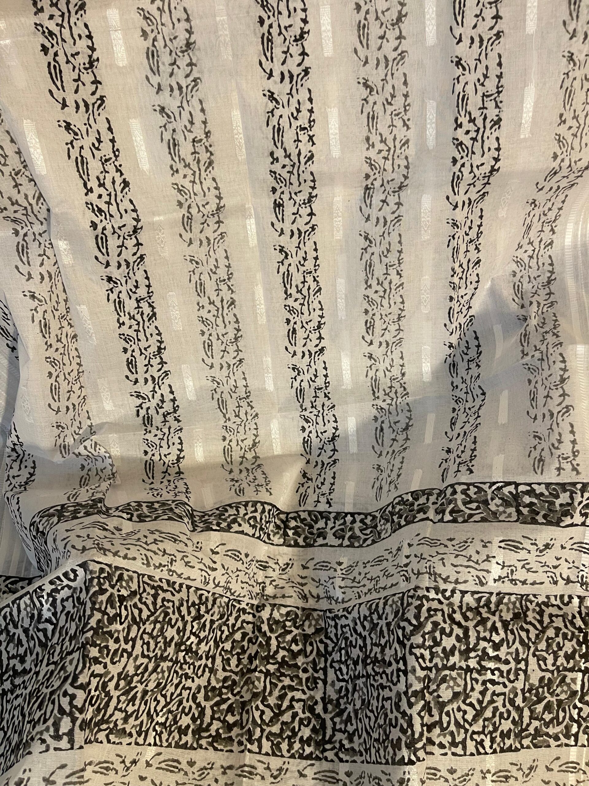 Charcoal Grey with Black & Grey Paisley Block Print Lawn Unstitched Suit | White Lawn Dupatta - Image 4