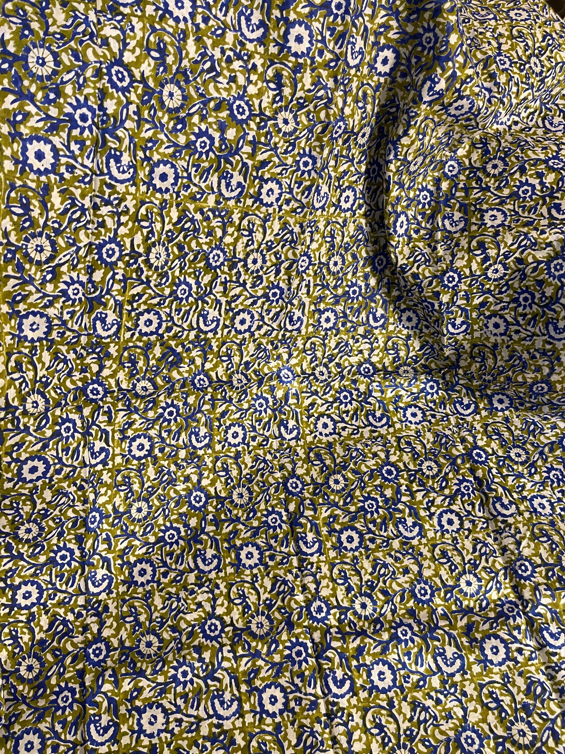 Parsley Green & Blue Hand Block Printed Pure Lawn Suit with Broshia Dupatta - Image 2