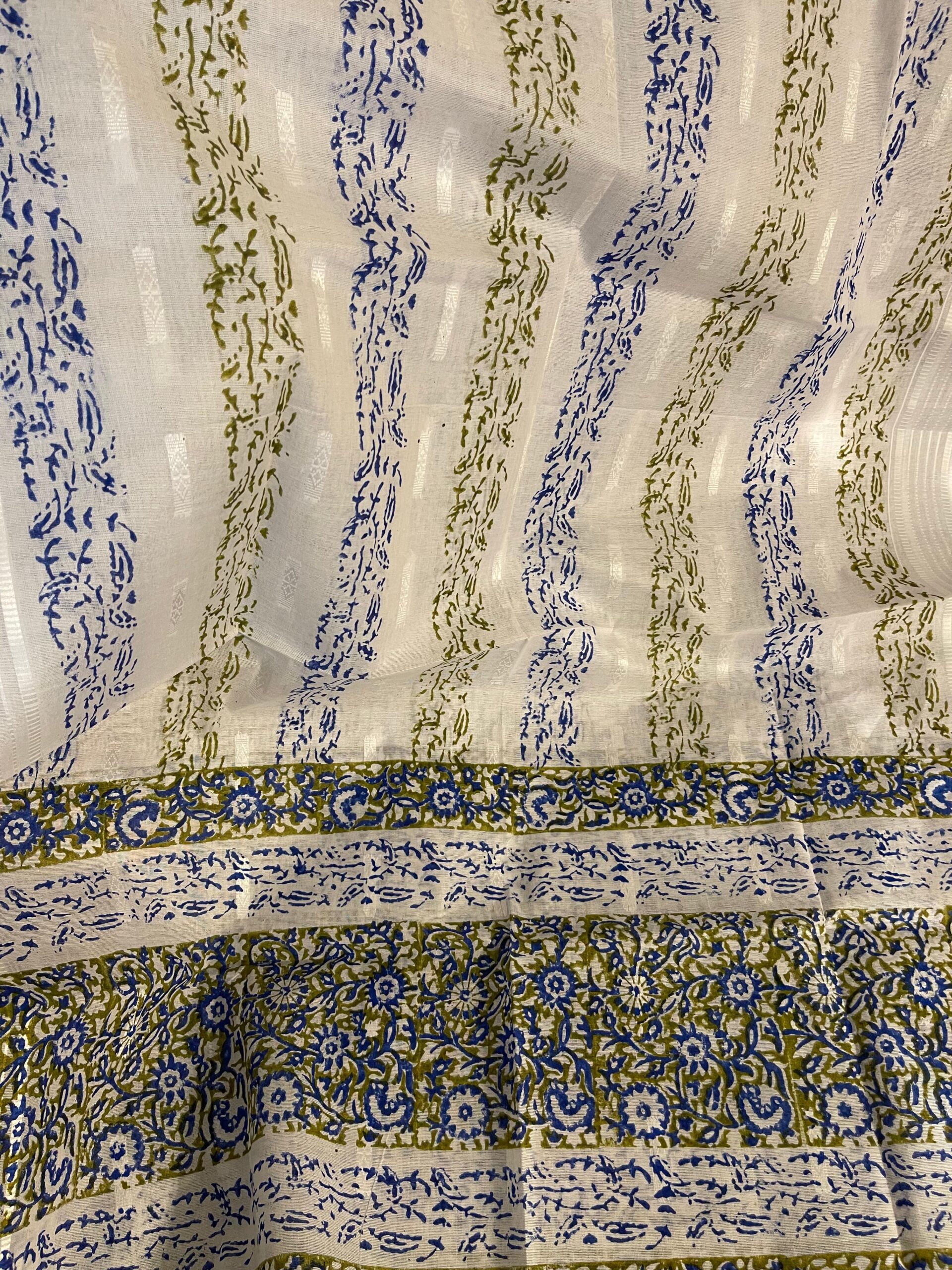 Parsley Green & Blue Hand Block Printed Pure Lawn Suit with Broshia Dupatta - Image 3