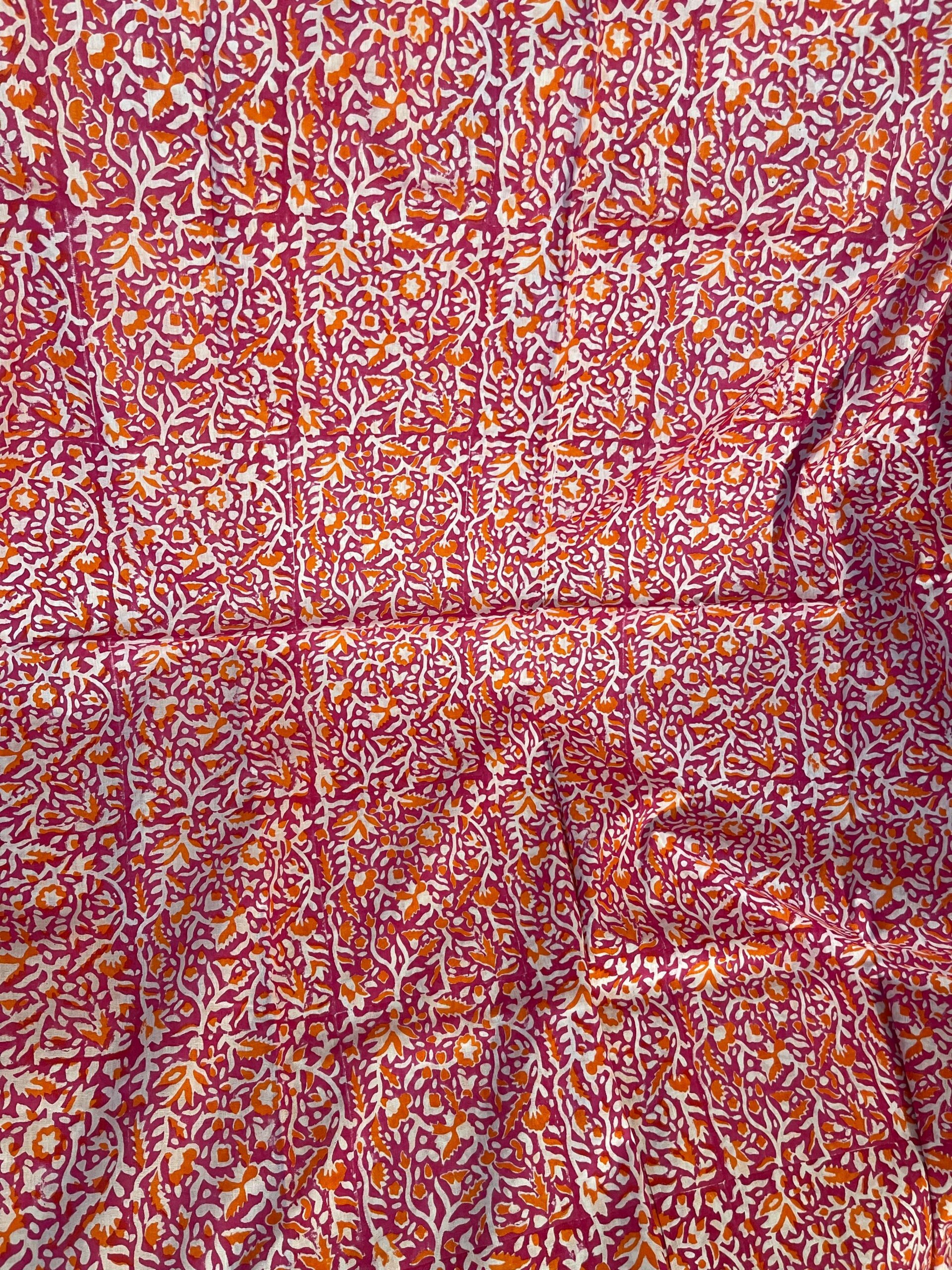 Magenta Pink & Orange Hand Block Printed Pure Lawn Suit with Broshia Dupatta - Image 2
