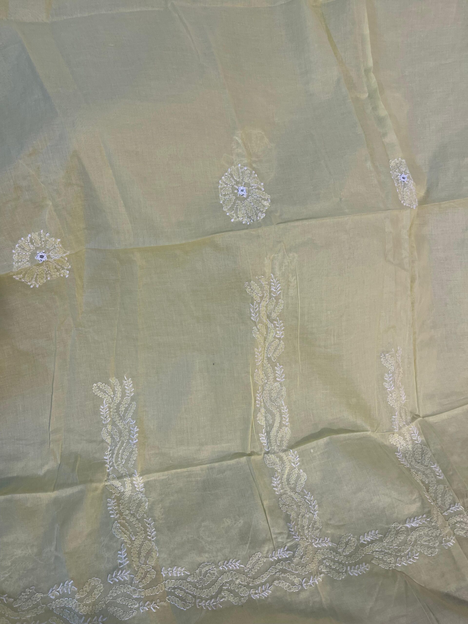 Soft Butter Yellow Chikankari Shisha 2-Piece Pure Lawn Suit – Handmade Embroidered Unstitched Suit - Image 4