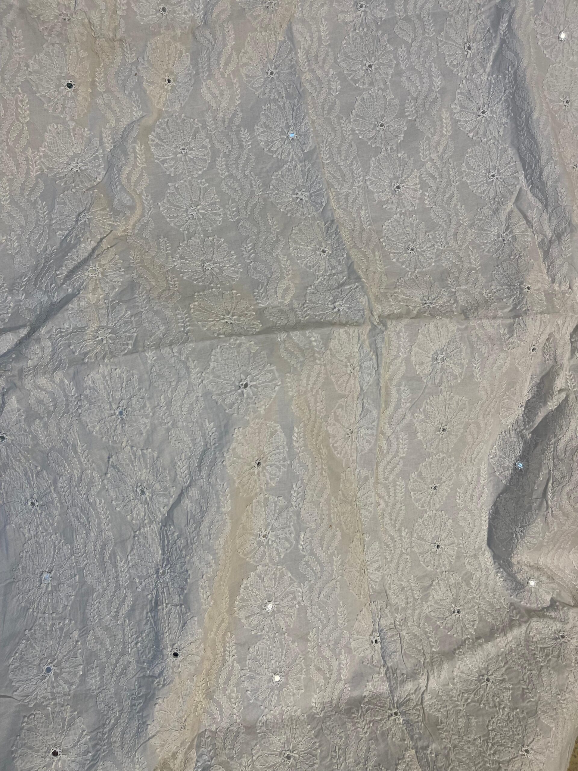 White Chikankari Shisha 2-Piece Pure Lawn Suit – Handmade Embroidered Unstitched Suit - Image 2