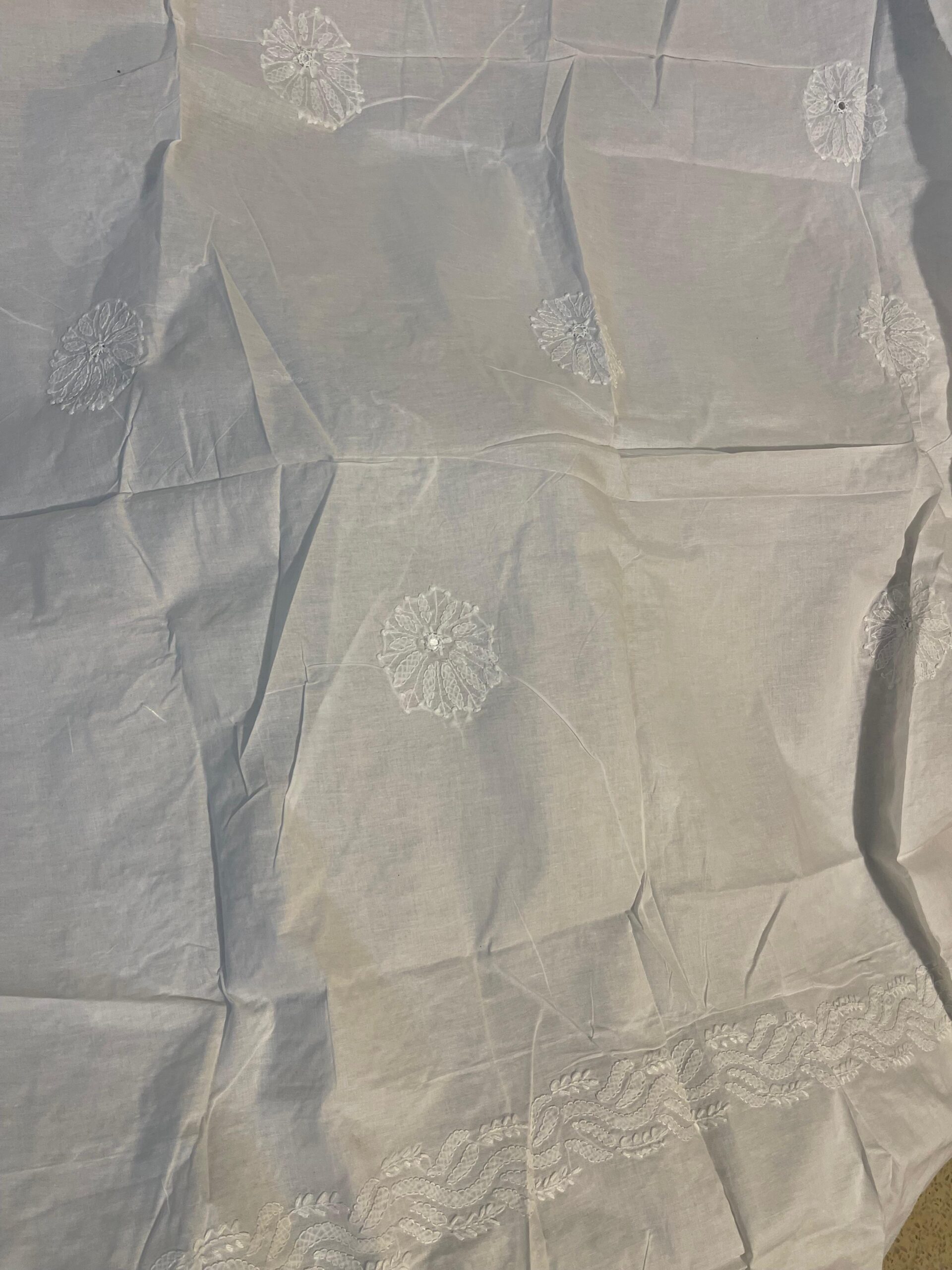 White Chikankari Shisha 2-Piece Pure Lawn Suit – Handmade Embroidered Unstitched Suit - Image 4